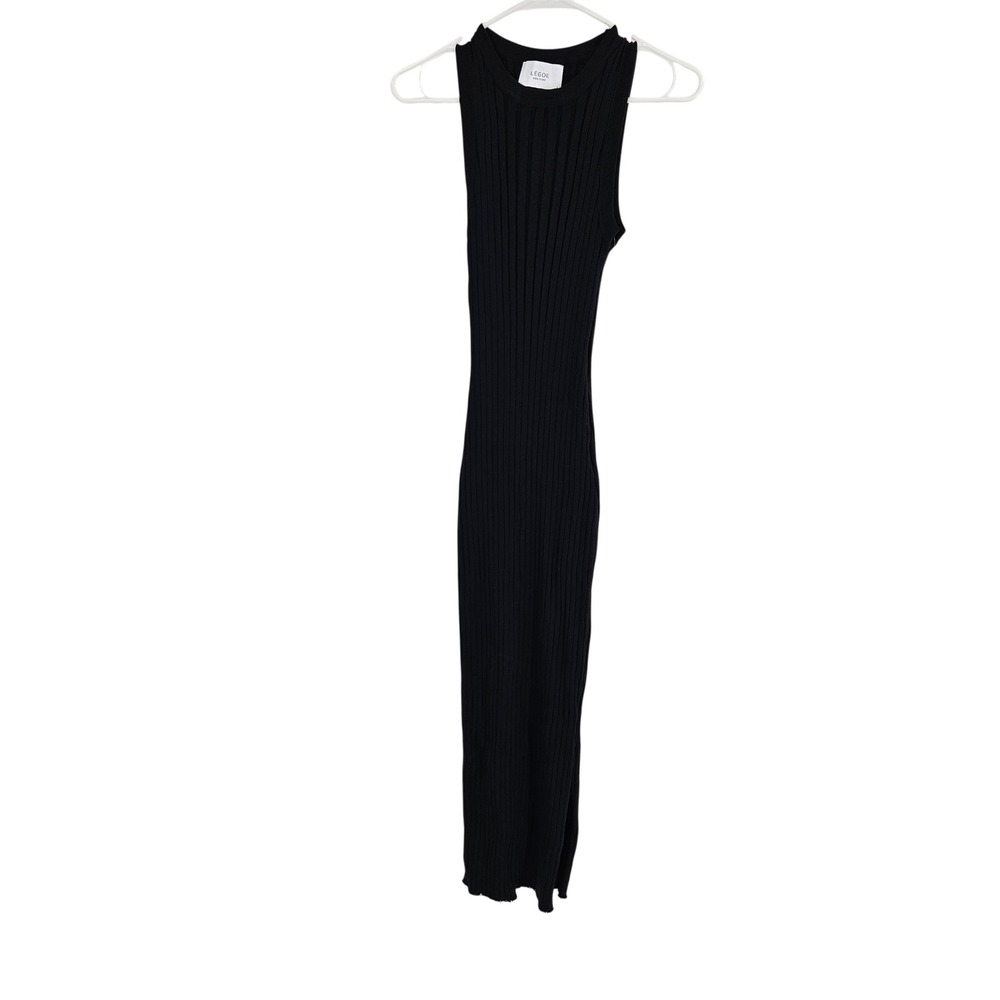 Sleeveless Ribbed Maxi Dress - Black